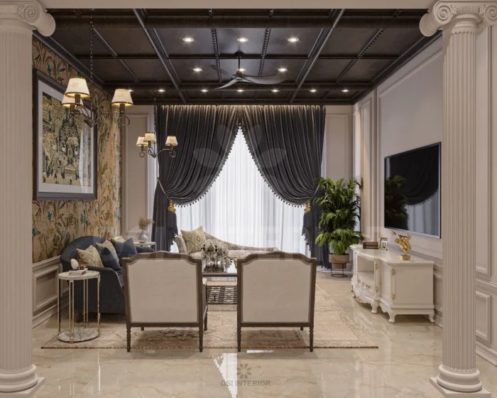 Elegant living room interior design in Jaipur by DSI Interior