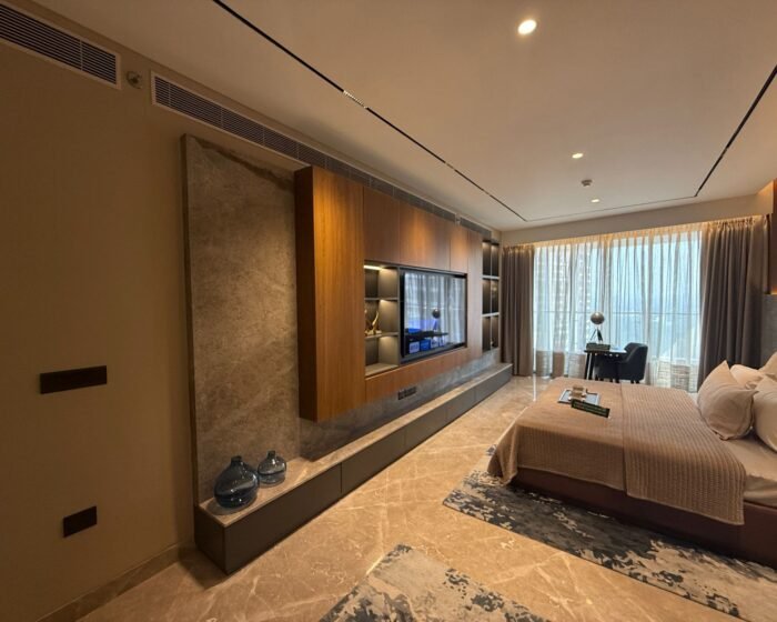 peaceful bedroom interior design idea with warm lighting and minimalist layout